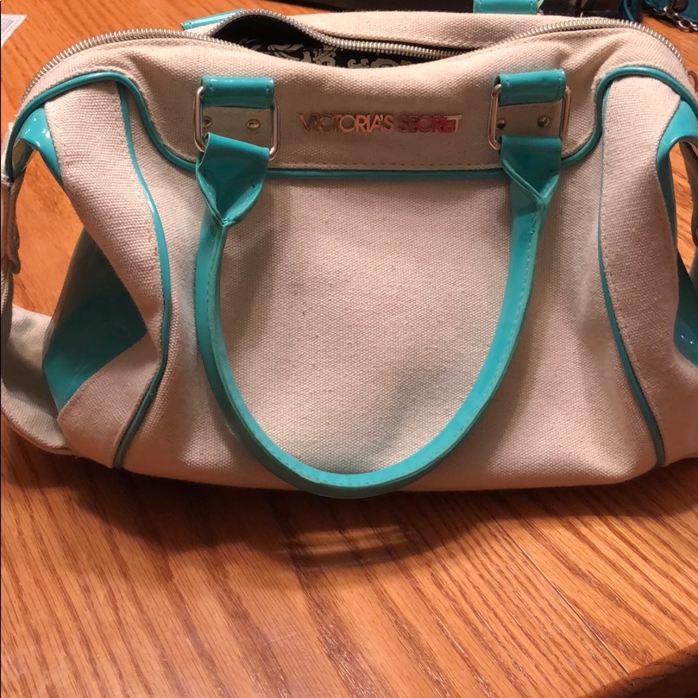 Victoria Secrets Canvas and teal purse